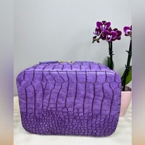TRISH MCEVOY “The Power of Makeup” Planner Purple Croc-Embossed Vegan Leather